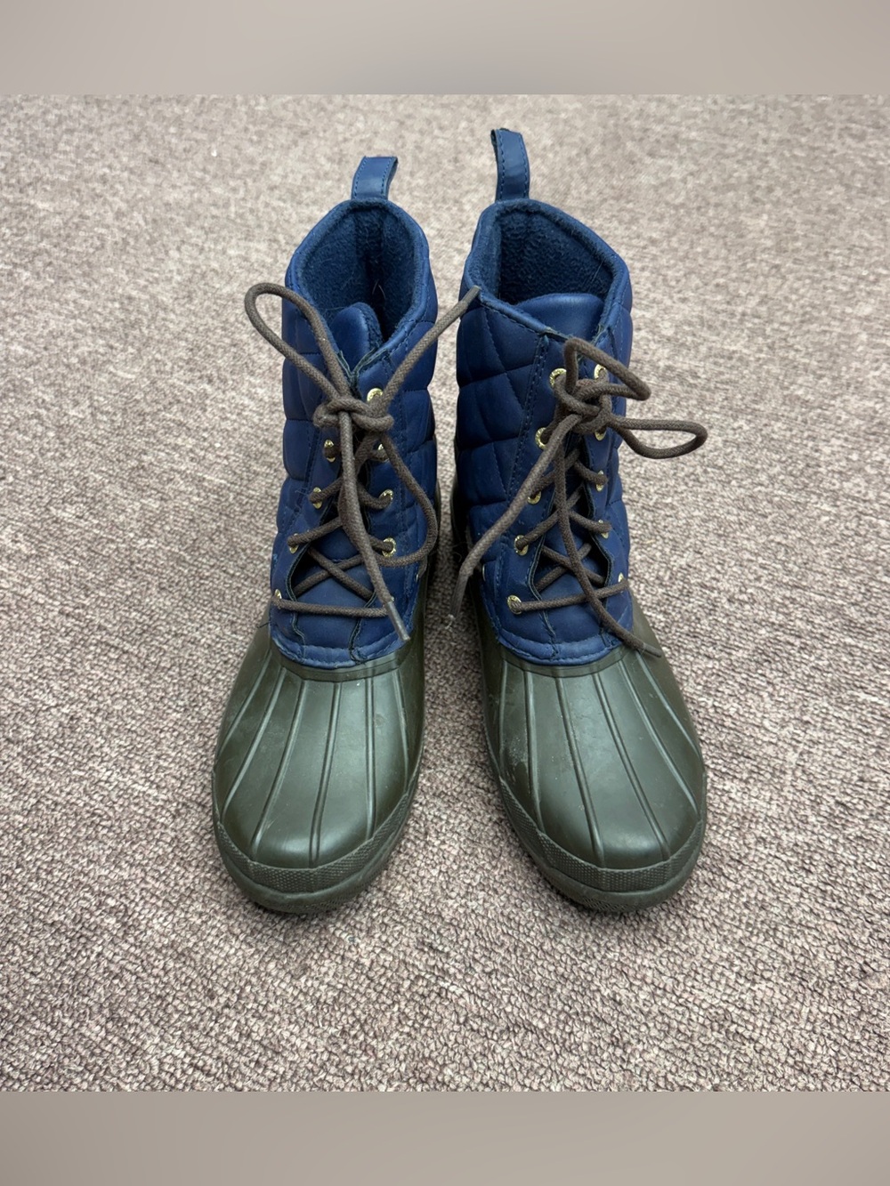 Women’s Size 8 Blue Sperry Waterproof Insulated Rubber Boots. Good Condition.